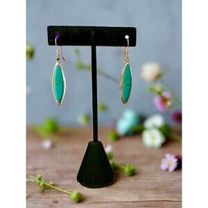 Taxco Mexico Greenish Blue Sonoran Turquoise Dangle Earrings 2”